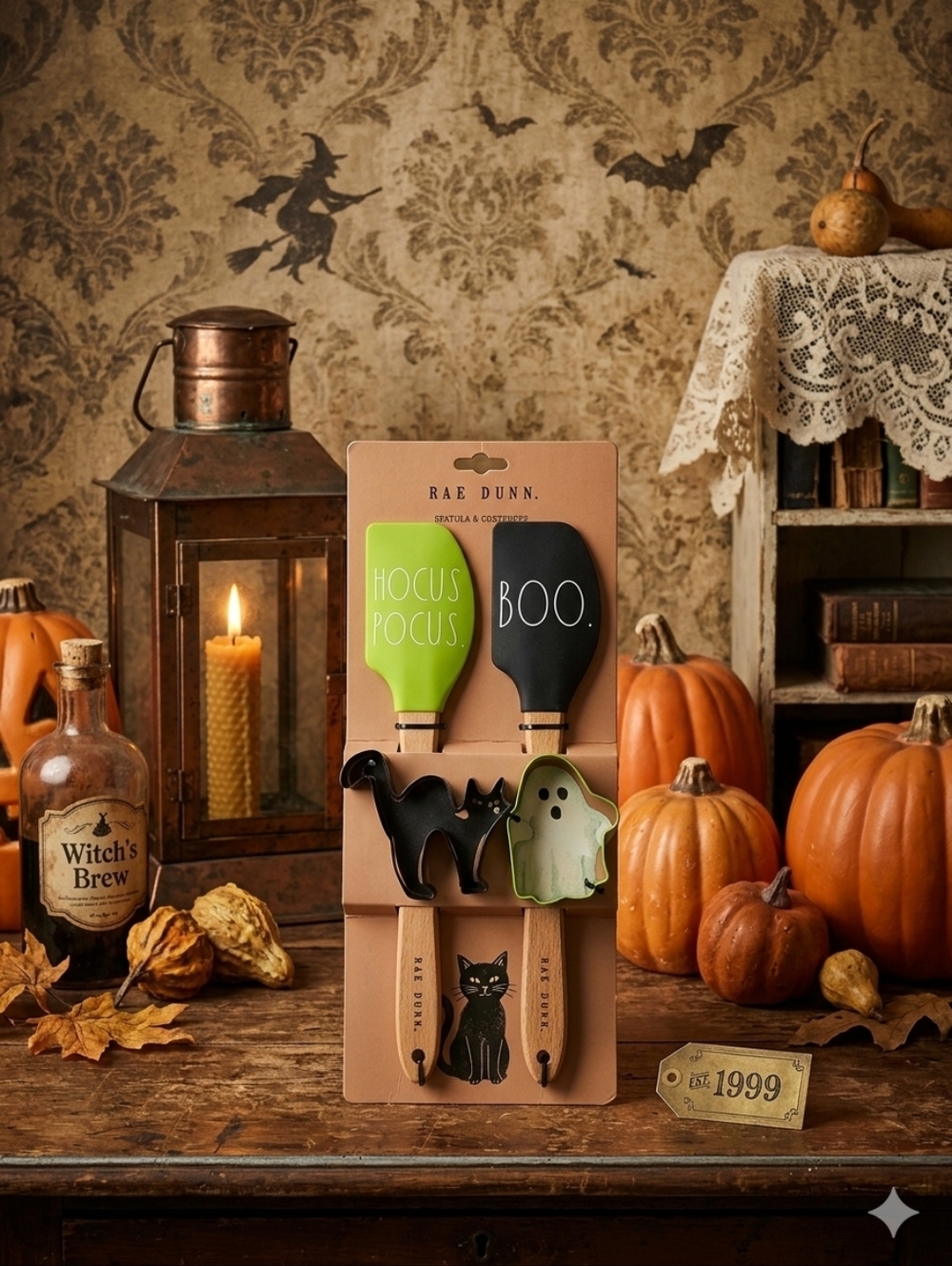 Rae Dunn Halloween Spatula & Cookie Cutter Set - 4 Piece